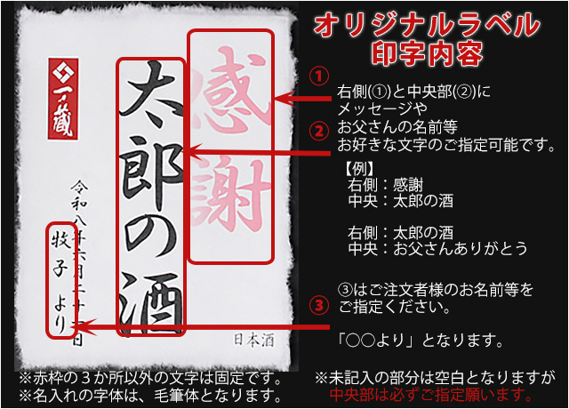 2026年父の日オリジナル名入れラベル純米大吟醸の名入れラベルのご指定方法